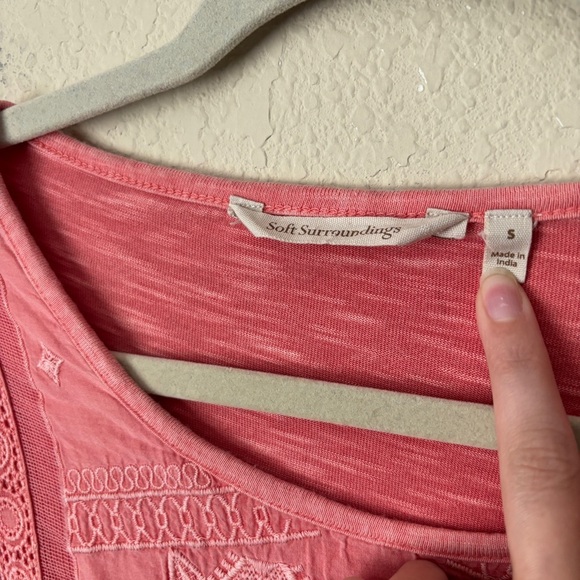 Soft Surroundings Boho Crochet Embroidered Alta Mara Long Sleeve Shirt - Picture 2 of 13